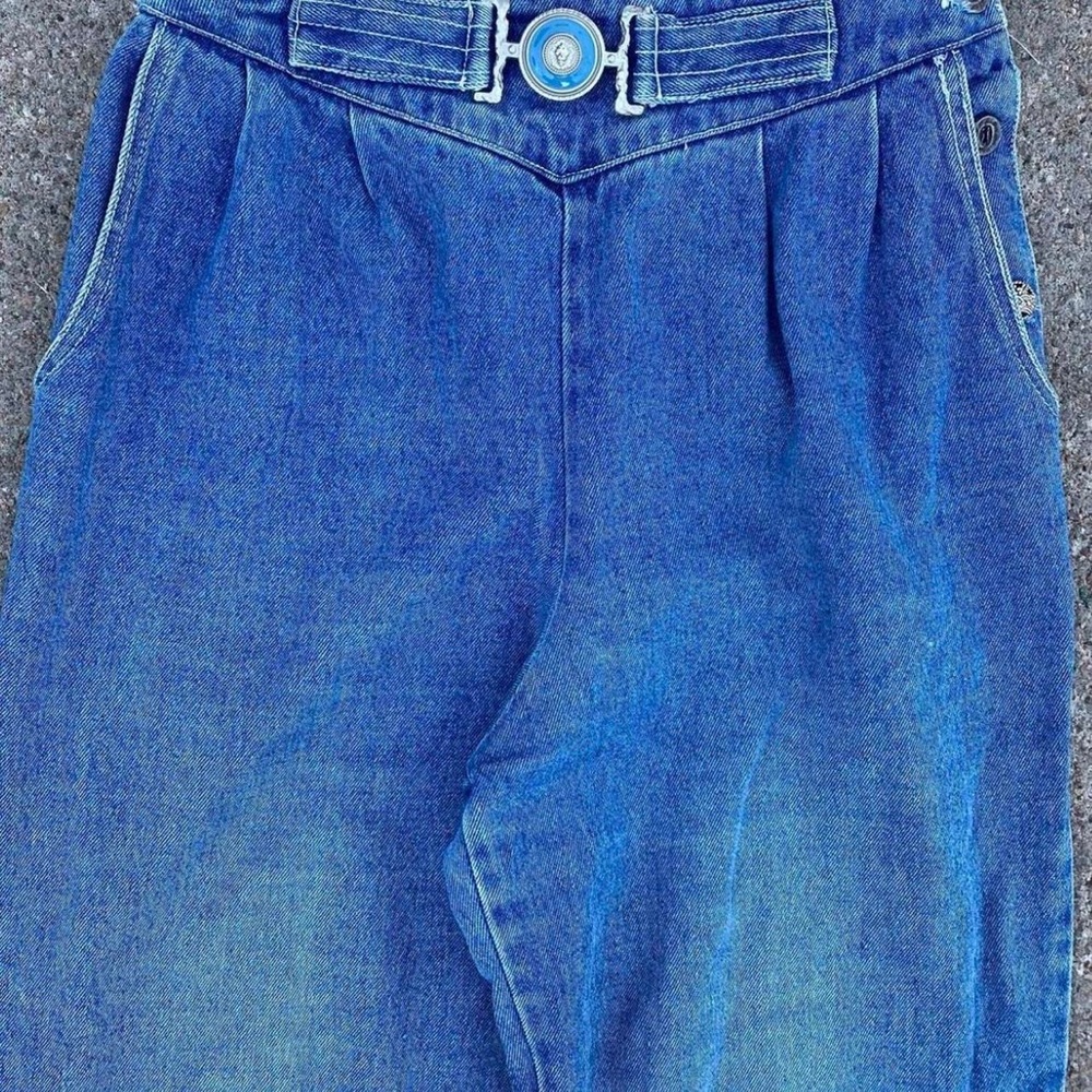 Vintage 1980s Pleated Faux Cinched Belted High Waisted Jeans
